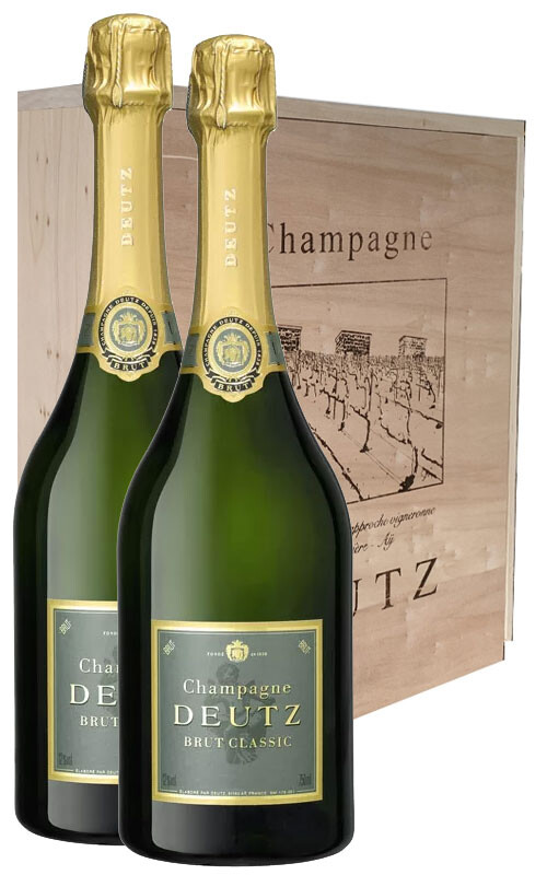 Champagne Deutz Brut, 2 bottiglie in cassa legno